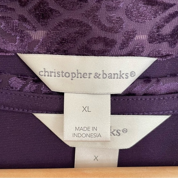 Christopher & Banks 2pc Purple Open Front Velvet Trim Cardigan & Tank Si… - Picture 2 of 10